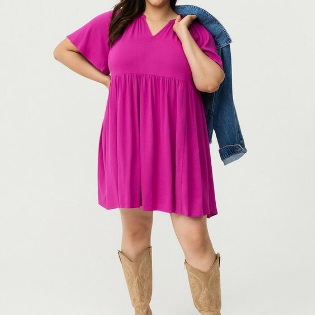 Torrid Fuchsia V-Neck Mini Dress